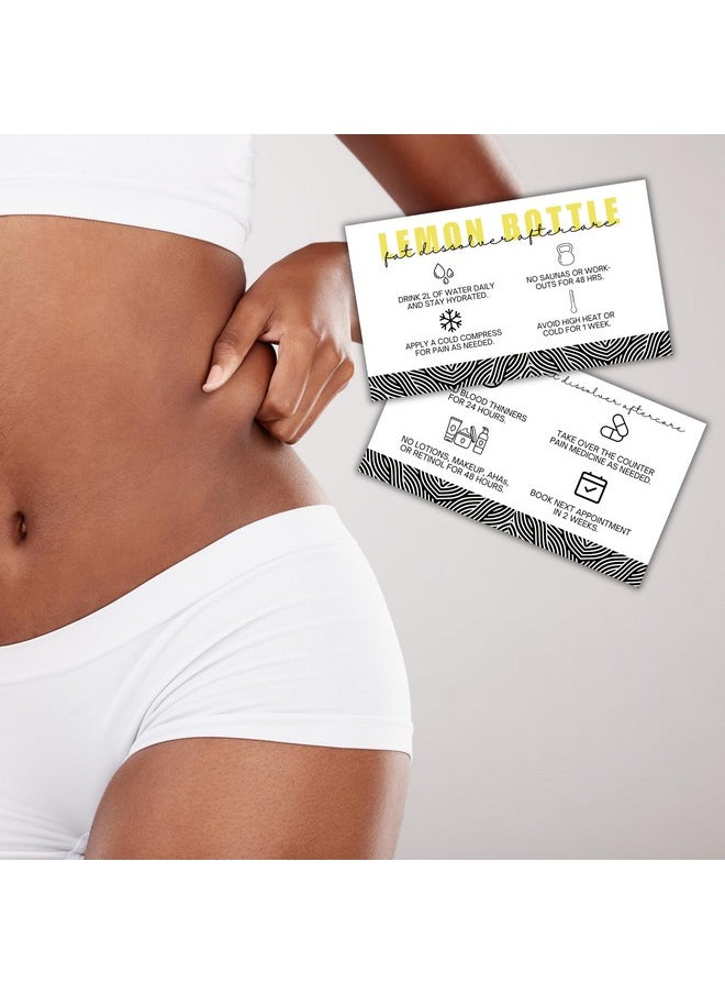Lashicorn Lemon Bottle Fat Dissolver Aftercare Instruction Cards | 50 Pk 2X3.5” Liquid Lipo Facial Consent Injection Card Clients Wallet Post Pre Treatment  - Image 4
