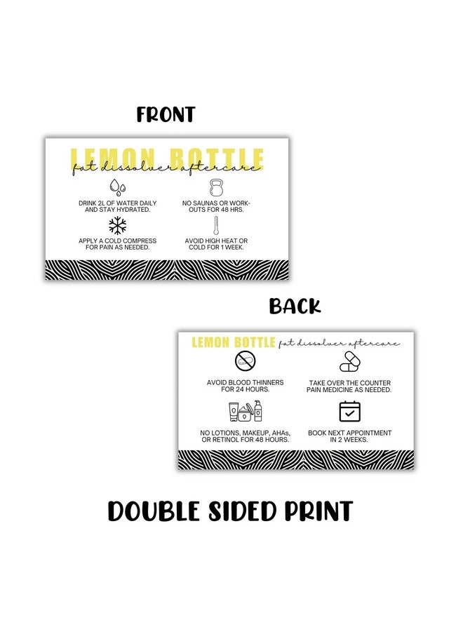 Lashicorn Lemon Bottle Fat Dissolver Aftercare Instruction Cards | 50 Pk 2X3.5” Liquid Lipo Facial Consent Injection Card Clients Wallet Post Pre Treatment  - Image 5