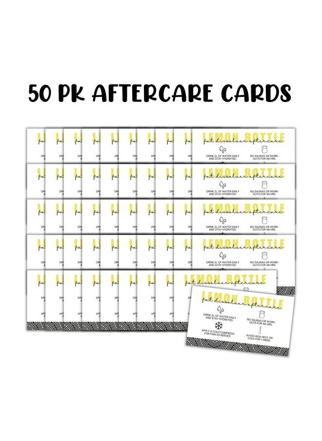 Lashicorn Lemon Bottle Fat Dissolver Aftercare Instruction Cards | 50 Pk 2X3.5” Liquid Lipo Facial Consent Injection Card Clients Wallet Post Pre Treatment  - Image 2