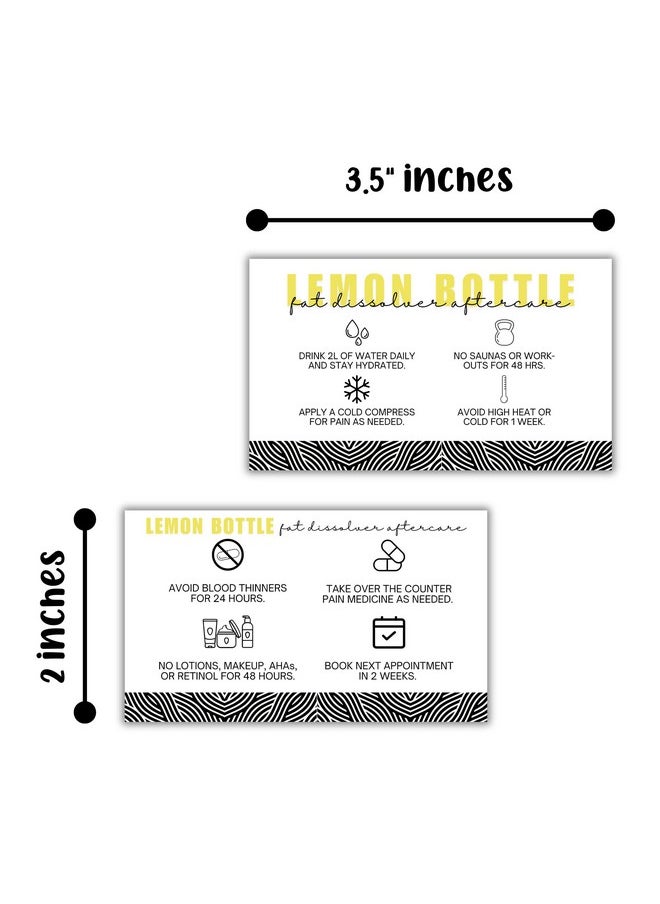 Lashicorn Lemon Bottle Fat Dissolver Aftercare Instruction Cards | 50 Pk 2X3.5” Liquid Lipo Facial Consent Injection Card Clients Wallet Post Pre Treatment  - Image 3