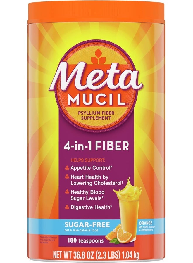 Metamucil Daily Fiber Supplement Orange Smooth Sugar Free Psyllium Husk Fiber Powder 180  - Image 2