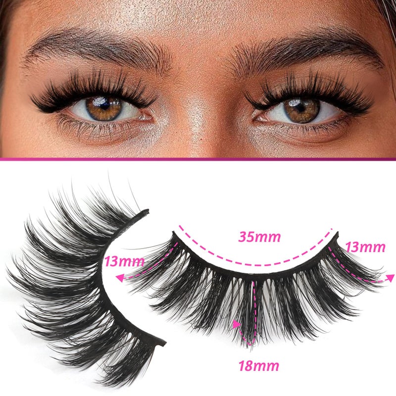 Veleasha Lashes 3D Faux Mink Lashes Fluffy False Eyelashes Natural Look 14 Pairs Lashes Pack Luxury Wispy Fake Eyelashes (3D07) - Image 2