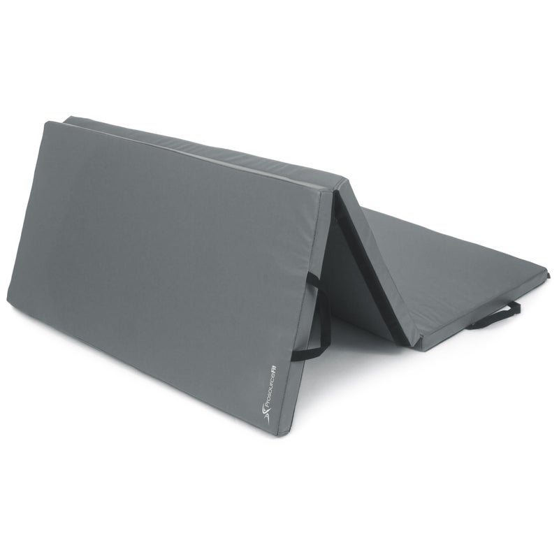 ProsourceFit TriFold Folding Thick Exercise Mat 6x4 with Carrying Handles for Tumbling Martial Arts Gymnastics Stretching Core Workouts Grey