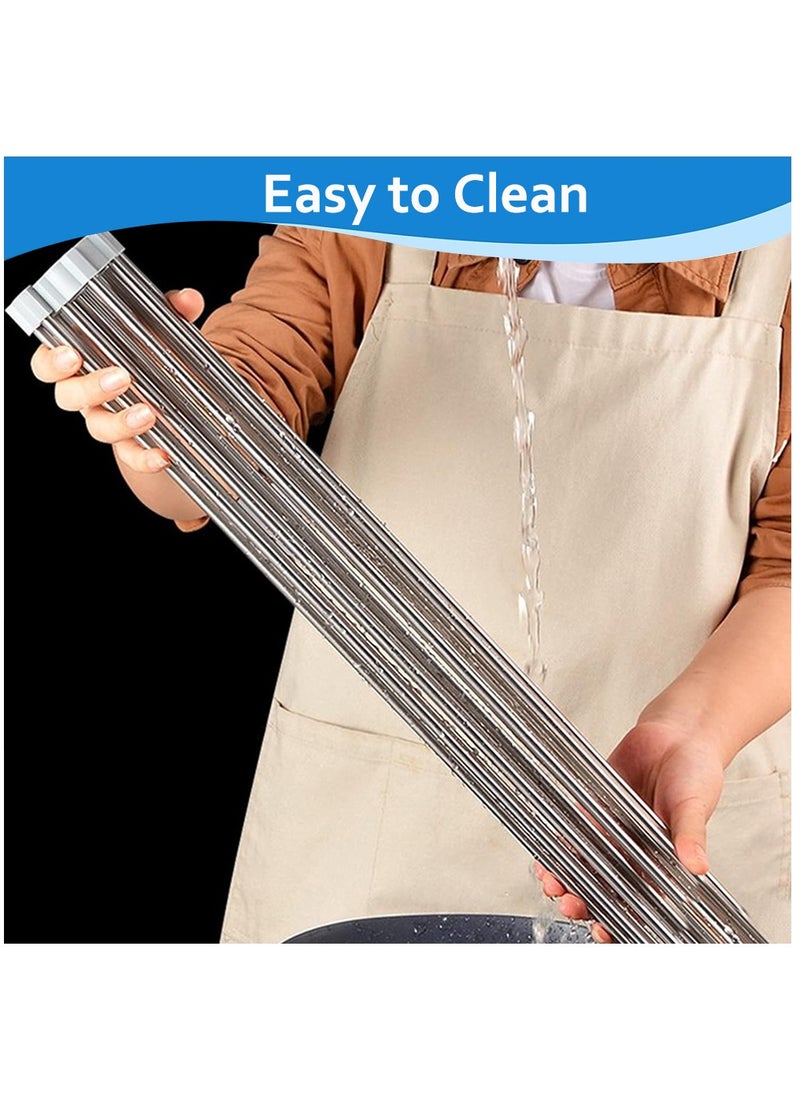 Roll Up Dish Drying Rack, Stainless Steel Over The Sink Drainer Rack with Roller Shutter Design, Foldable Sink Rack for Kitchen Sink Counter (Grey)