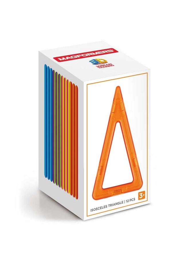 Magformers MAGFORMERS Isoseles Triangle 12 Pieces Rainbow Colors, Educational Magnetic Geometric Shapes Tiles Building STEM Toy Set Ages 3+  - Image 1