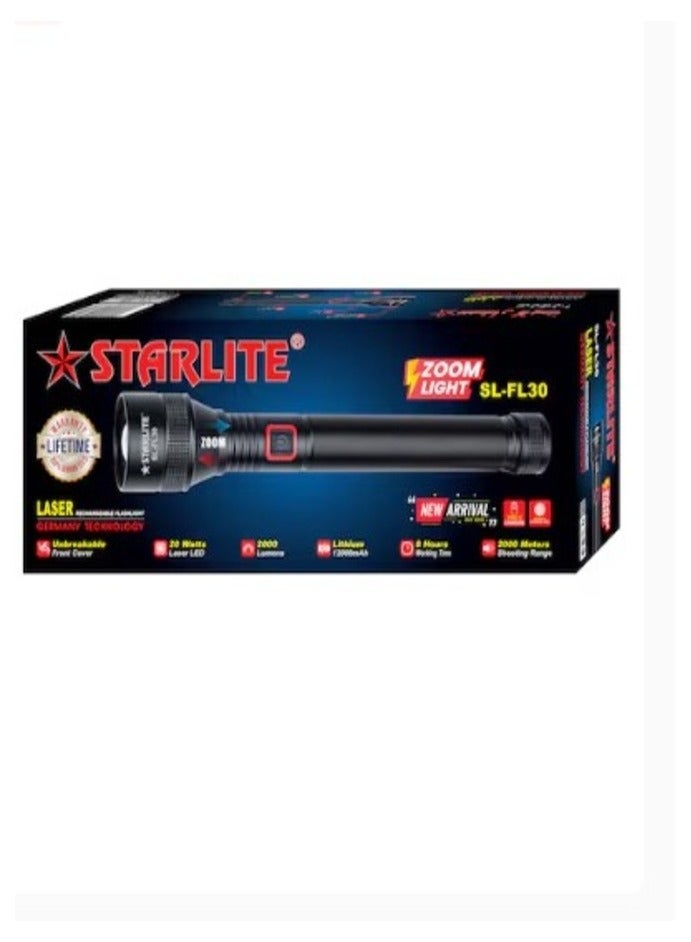 STARLIFE Rechargeable Laser Flashlight 20W Germany Technology 12000mAh Lithium Battery With Zoomable Function - Image 1