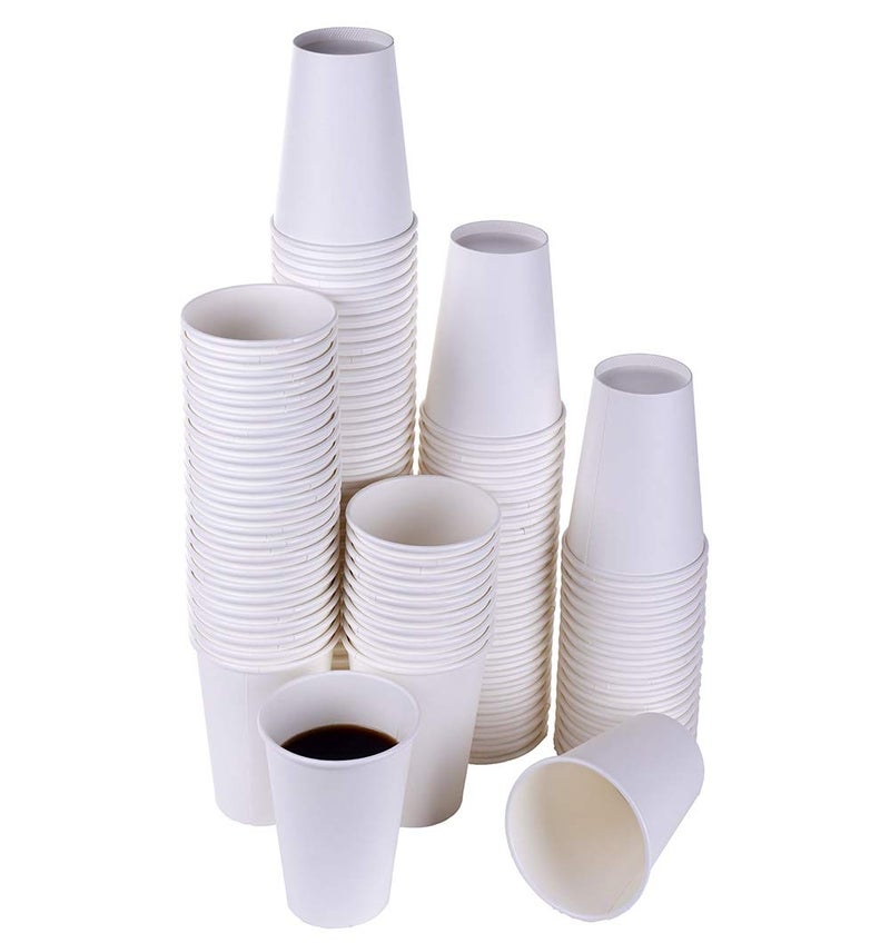 TashiBox 12 oz White Hot Drink Paper Cups  120 Count  Disposable Paper Coffee Cups