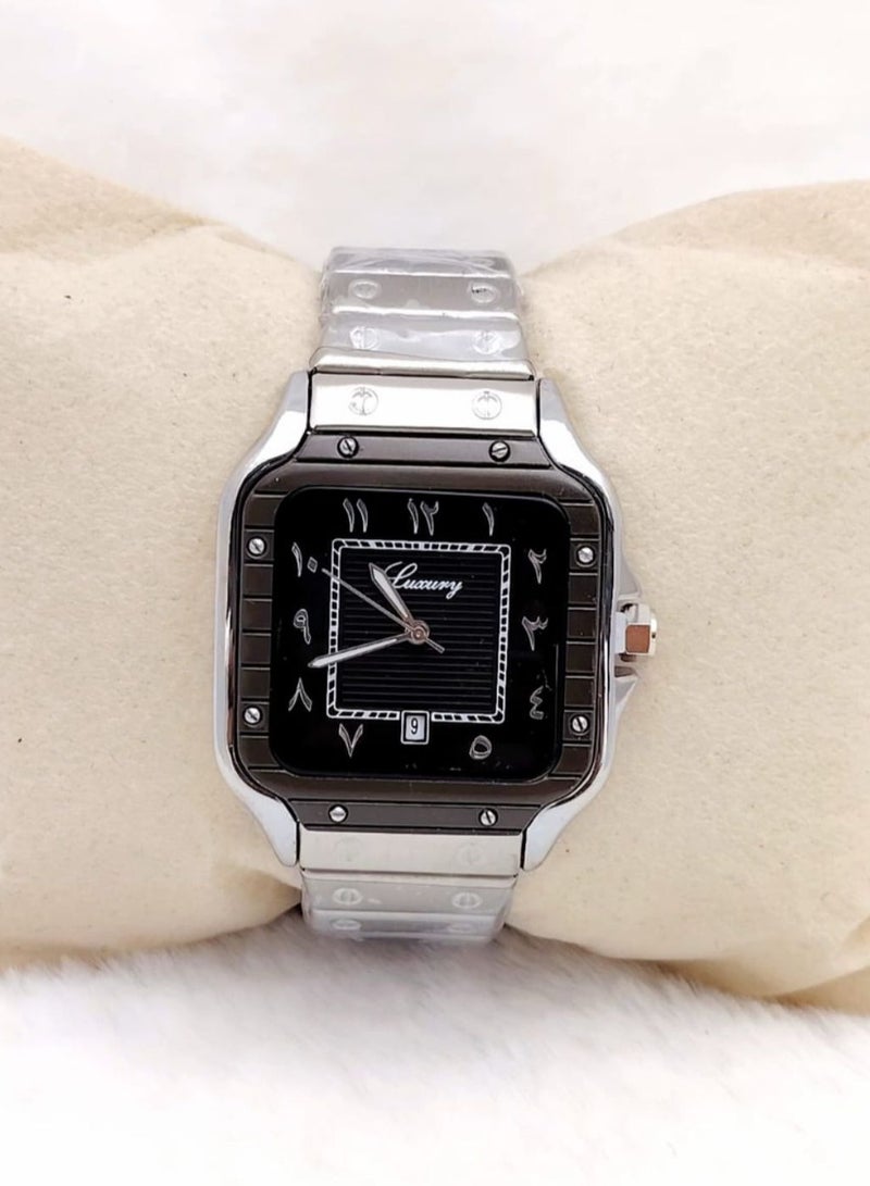 Luxure Men's stainless steel watch, waterproof, modern, high quality, with Arabic numerals