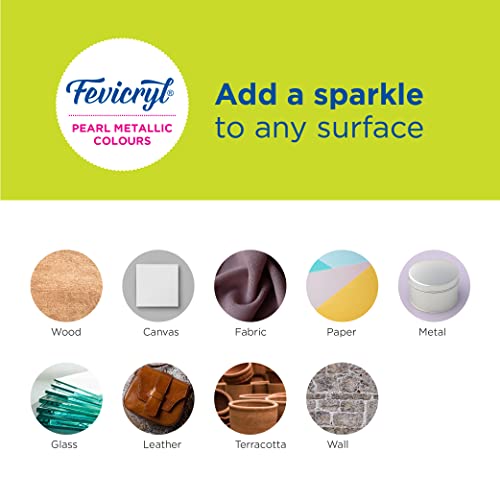 Fevicryl Acrylic Pearl Metallic 100ML Colour Combo | Paint on Canvas, Wood, Earthenware, Stone, thermocol, Metal, Leather, Glass | Ideal for Artists, Beginners and Gifting - Image 4