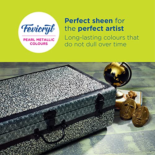 Fevicryl Acrylic Pearl Metallic 100ML Colour Combo | Paint on Canvas, Wood, Earthenware, Stone, thermocol, Metal, Leather, Glass | Ideal for Artists, Beginners and Gifting - Image 5