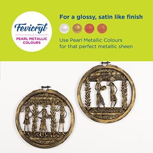 Fevicryl Acrylic Pearl Metallic 100ML Colour Combo | Paint on Canvas, Wood, Earthenware, Stone, thermocol, Metal, Leather, Glass | Ideal for Artists, Beginners and Gifting - Image 3