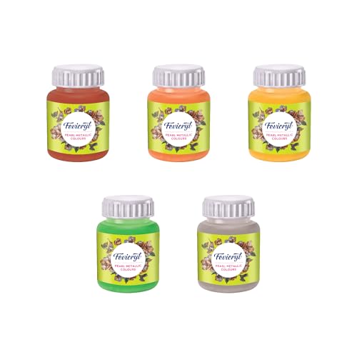 Fevicryl Acrylic Pearl Metallic 100ML Colour Combo | Paint on Canvas, Wood, Earthenware, Stone, thermocol, Metal, Leather, Glass | Ideal for Artists, Beginners and Gifting - Image 1