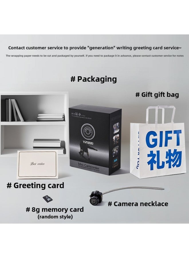 Mini Mini Small Camera Paraphernalia Photographable HD Pixel Student Party Campus Special Ccd Female-Color: Camera + Necklace + 8g Memory Card (you Need To Bring Your Own Card Reader) (can Be Transferred To Mobile Phones And Videos)  - Image 1