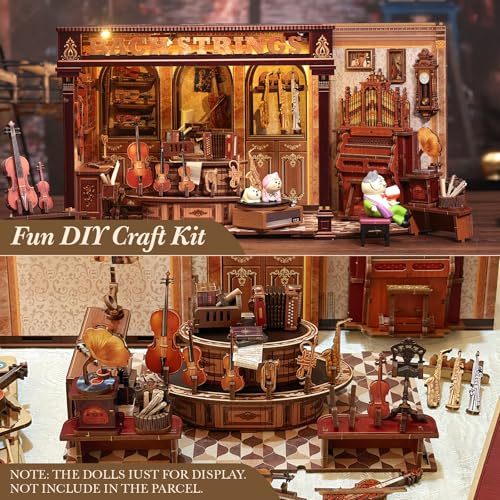 CUTEBEE Book Nook Kit DIY Miniature House Dollhouse Kit for Adults and Teens Booknook Tiny Japanese House Bookshelf Decor 3D Wooden Puzzle Gifts for Family Friends Bach Strings - Image 5