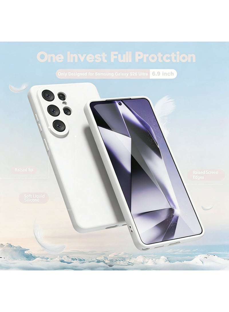Adando for Samsung Galaxy S26 Ultra Case, Premium TPU Rubber Silicone Cover [Camera Protection] [Soft Anti-Scratch Microfiber Lining]  Shockproof Slim Fit for Daily Comfort (White) - Image 2