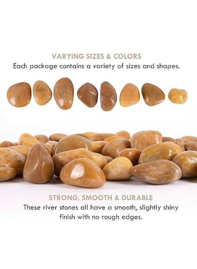 Light Brown Smooth & Polished Decorative Large Size Stones Pebbles for Aquarium Garden Landscaping Plants and Home Interior & Exterior Decoration Durable Rocks Gravel for Decor (Large - 1kg)  - Image 3