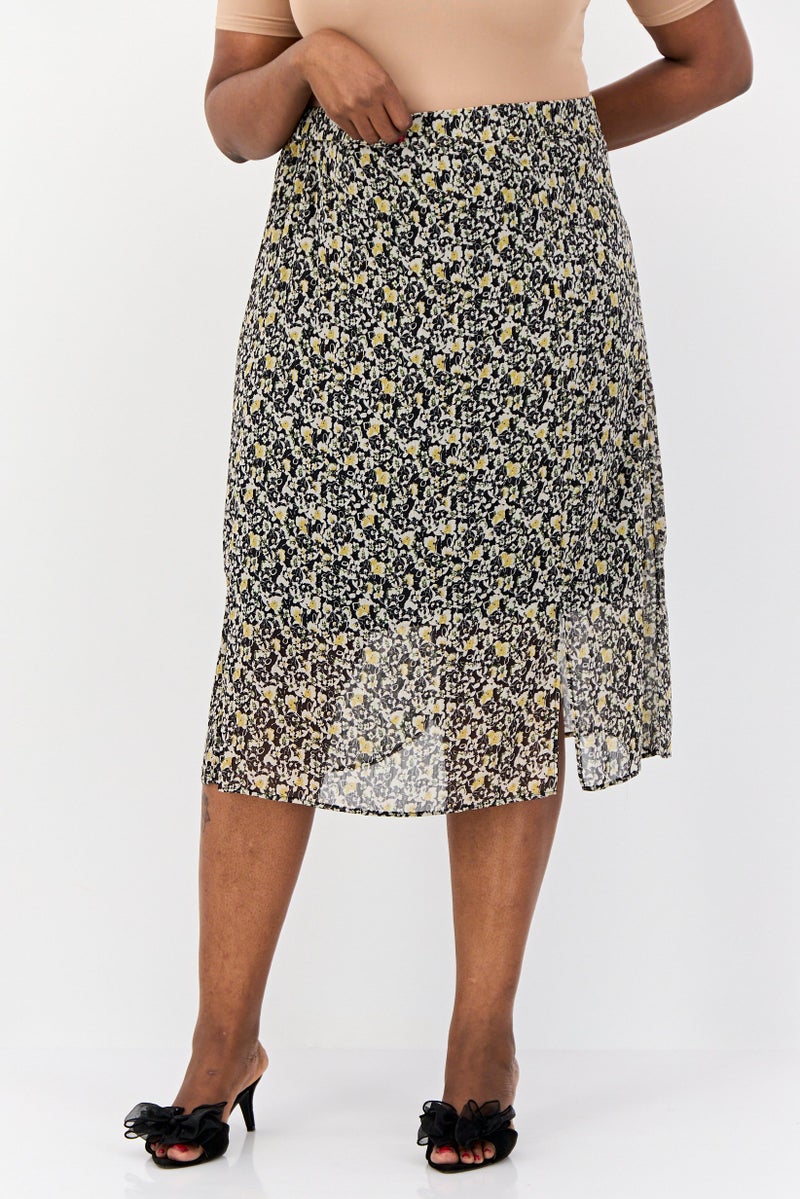 ESPRIT Women Floral Print Midi Skirt, Multicolor - Image 1