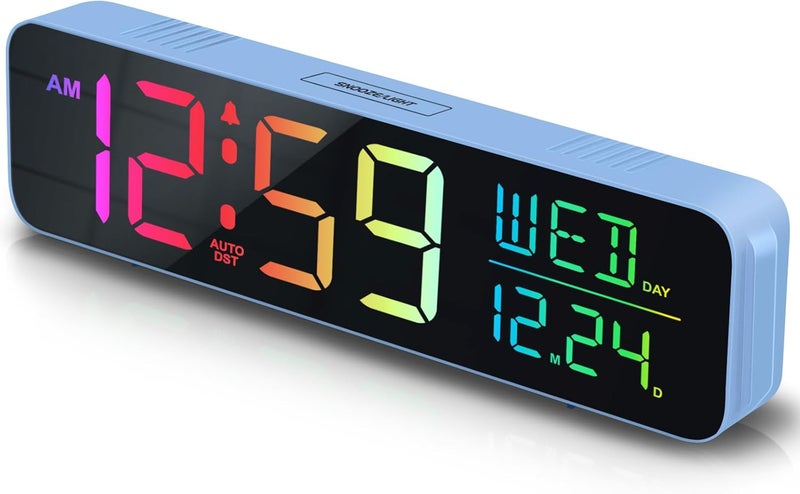 Peakeep Loud Digital Alarm Clock Large Display for Bedrooms with Date, Day of Week, Auto DST, Desk Clock Electric Plug in for Living Room, Battery Backup, USB Port, 5 Dimmers - Image 1