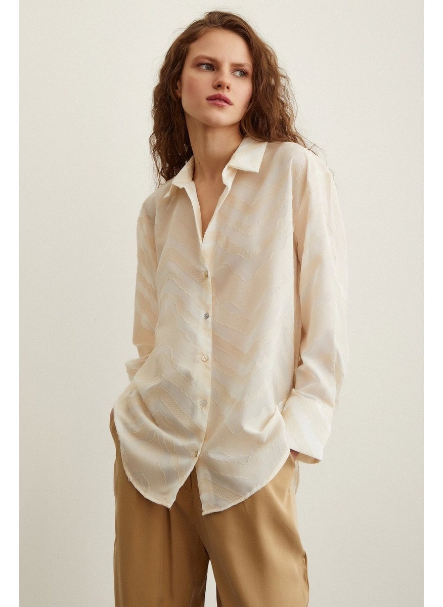 Never More Viscose Flamed Shirt Cream  - Image 2