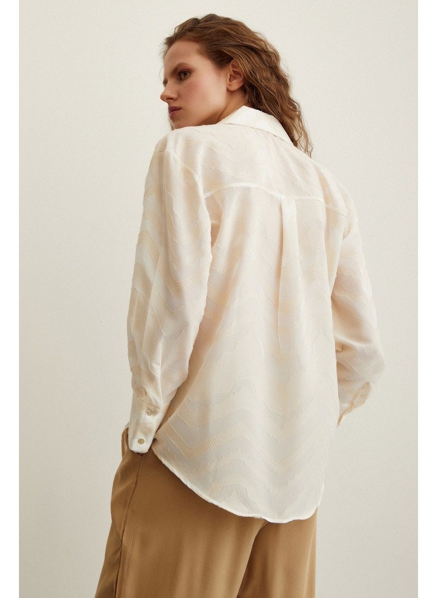 Never More Viscose Flamed Shirt Cream  - Image 4