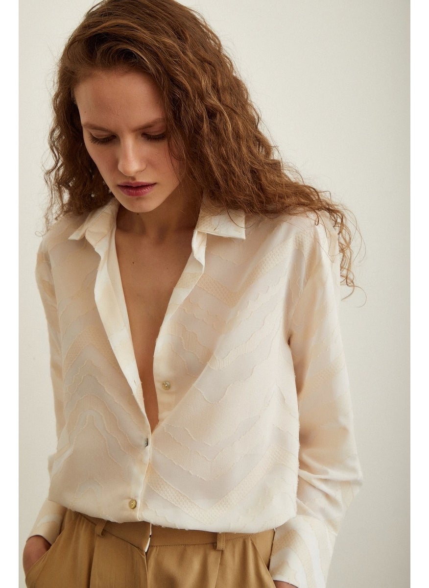 Never More Viscose Flamed Shirt Cream  - Image 1