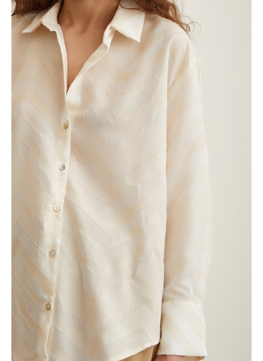 Never More Viscose Flamed Shirt Cream  - Image 3
