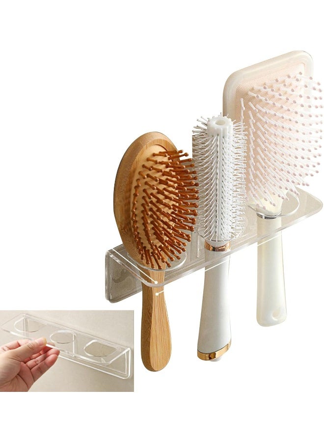 TPGP Wall Mounted Acrylic Hair Brush Holder with Adhesive, 3 Holes (1.34-1.57 In) for Bathroom Hair Tool Organizer, Comb and Hot Tool Holder. Transparent - Remove Film Before Use  - Image 1