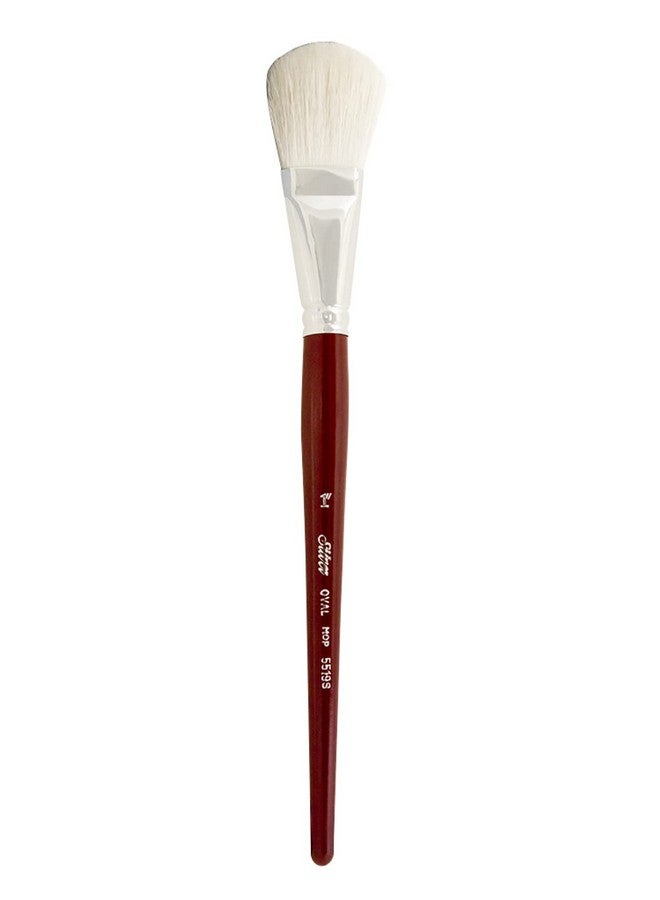 Silver Brush Limited 5519S-1 Silver Mop White Oval Paintbrush For Oil, Acrylic, Watercolor, Pastels, & Charcoal, Size 1 Inch, Short Handle - Image 1