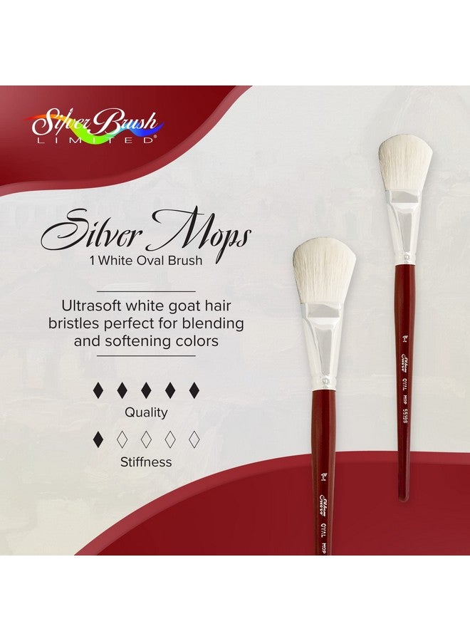 Silver Brush Limited 5519S-1 Silver Mop White Oval Paintbrush For Oil, Acrylic, Watercolor, Pastels, & Charcoal, Size 1 Inch, Short Handle - Image 2
