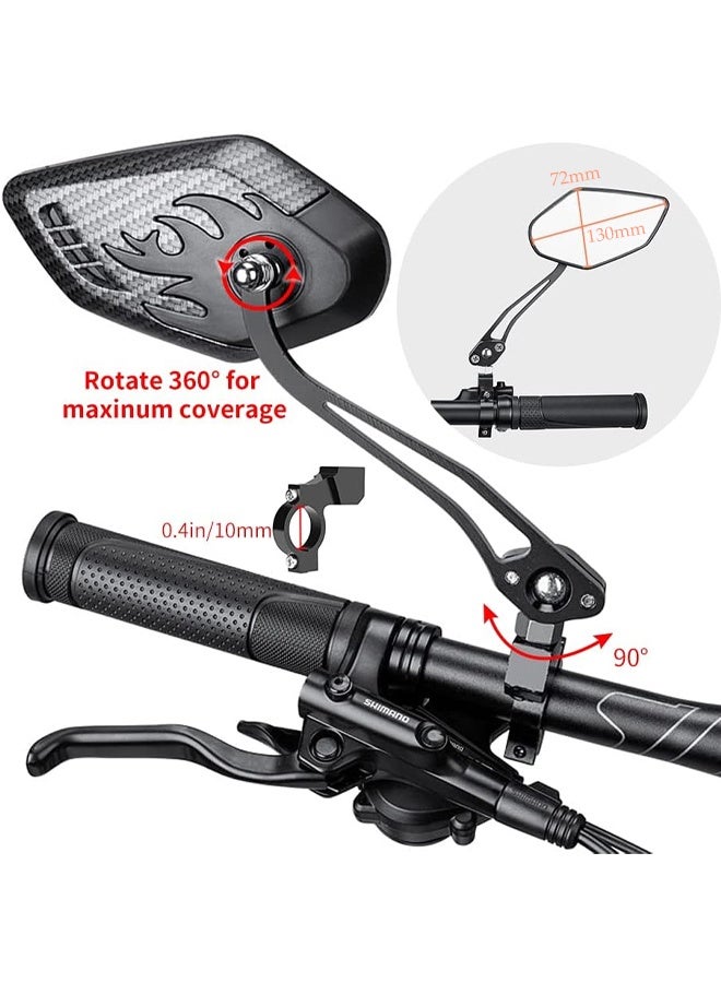 DUNISO عبوة من 2 مرايا دراجة، مرآة خلفية للدراجة، مرآة دراجة قابلة للطي تدور 360 درجة، مناسبة للدراجات، الدراجات الكهربائية، الدراجات الجبلية - Image 3