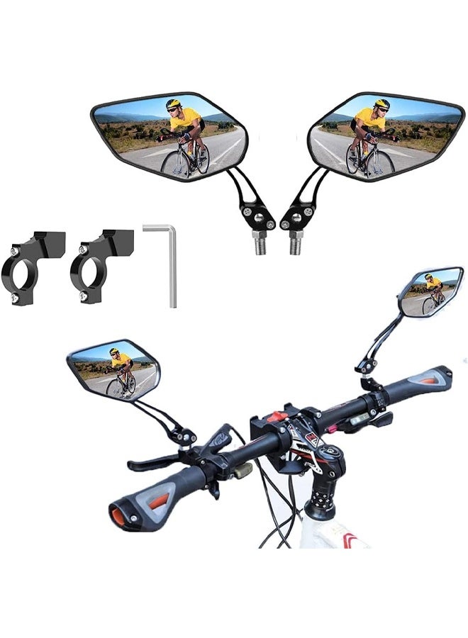DUNISO عبوة من 2 مرايا دراجة، مرآة خلفية للدراجة، مرآة دراجة قابلة للطي تدور 360 درجة، مناسبة للدراجات، الدراجات الكهربائية، الدراجات الجبلية - Image 1