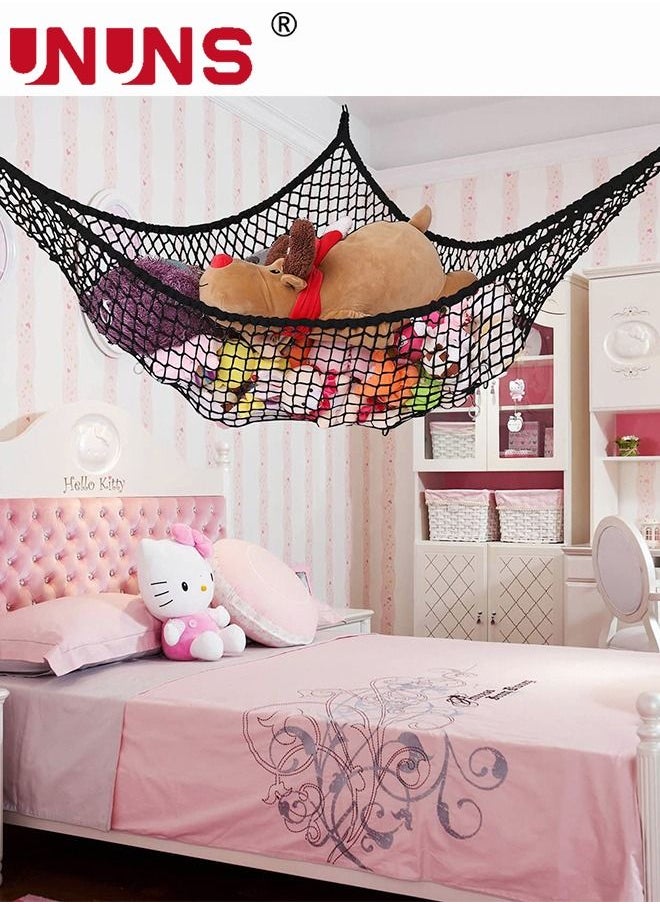 UNUNS - Toy Hammock,Corner Toy Hammock Organizer,Display Holder Net For Hanging Stuff Toys,Black,180x120x120cm - Image 1