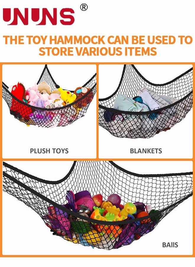 UNUNS - Toy Hammock,Corner Toy Hammock Organizer,Display Holder Net For Hanging Stuff Toys,Black,180x120x120cm - Image 1