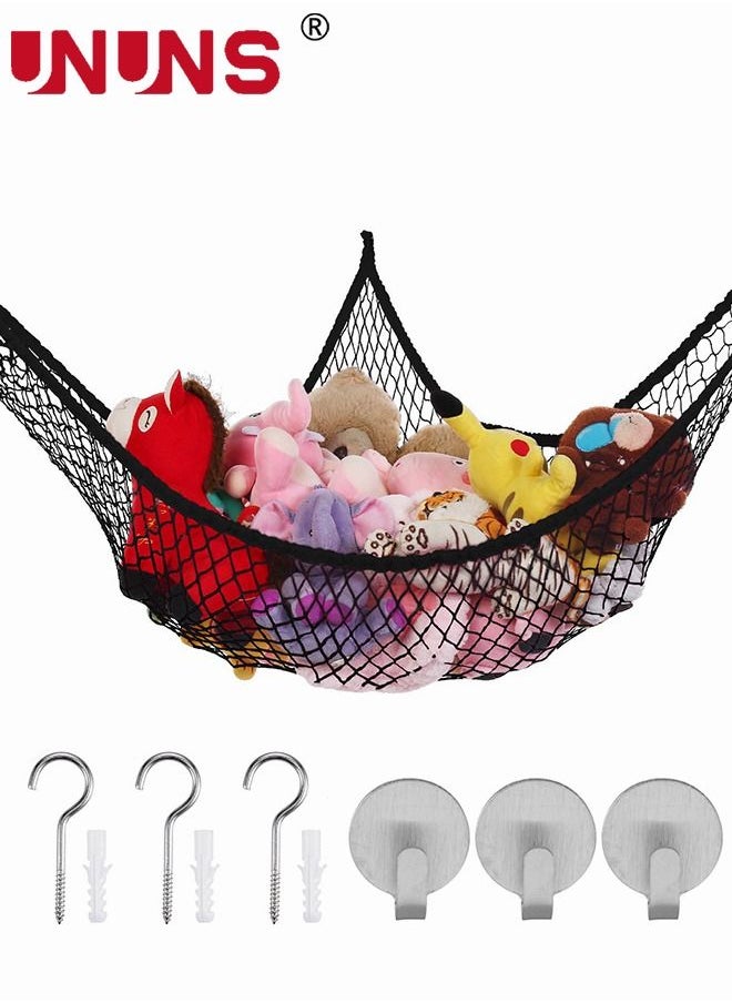 UNUNS - Toy Hammock,Corner Toy Hammock Organizer,Display Holder Net For Hanging Stuff Toys,Black,180x120x120cm - Image 1