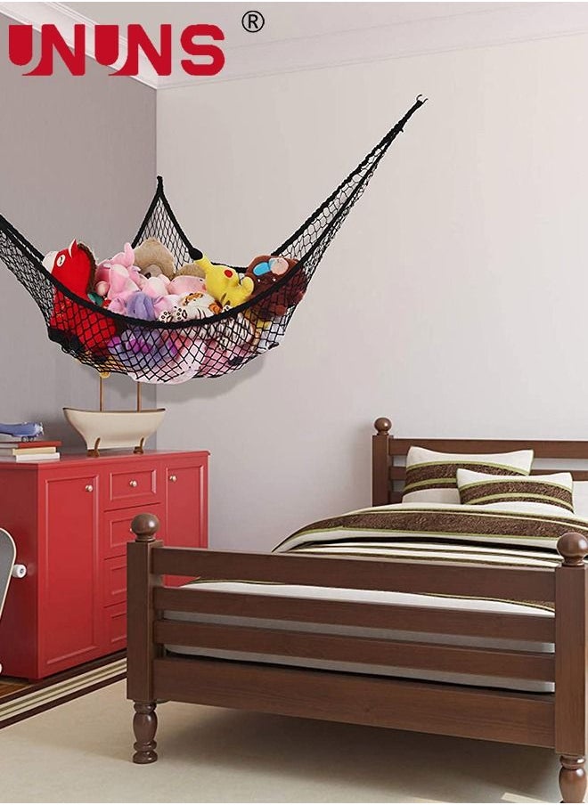 UNUNS - Toy Hammock,Corner Toy Hammock Organizer,Display Holder Net For Hanging Stuff Toys,Black,180x120x120cm - Image 1