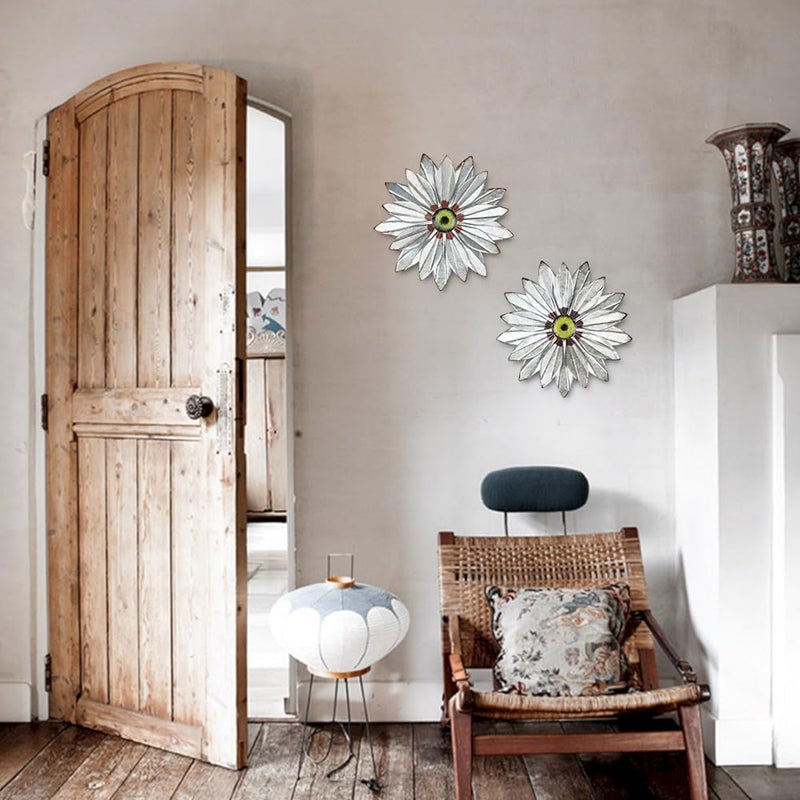 YEAHOME Metal Farmhouse Boho Wall Art, 2 Set 11" Galvanized Wall Decor for Bedroom & Outdoor - Image 5