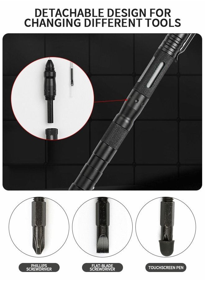 GROIC - 13 IN 1 Tactical Pen Multitool Pen Gear EDC Survival Pen LED Flashlight Multitool Pen Cool Gadgets with Compass, window hammer, flint, screwdriver, whistle, etc - Image 1