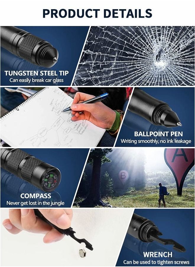 GROIC - 13 IN 1 Tactical Pen Multitool Pen Gear EDC Survival Pen LED Flashlight Multitool Pen Cool Gadgets with Compass, window hammer, flint, screwdriver, whistle, etc - Image 1