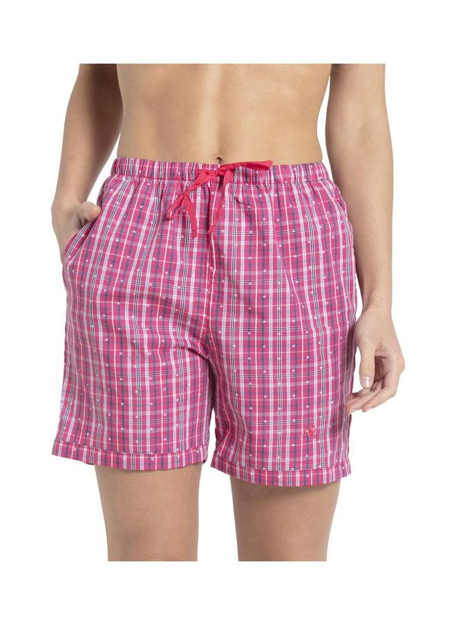 JOCKEY Jockey RX15 Women Super Combed Cotton Woven Relaxed Fit Checkered Shorts with Side Pockets  - Image 1