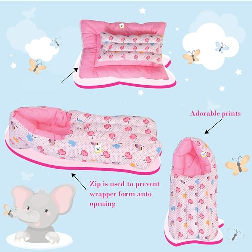 Toddylon Baby Bags 3 in 1 Bed | Wrapper | Newborn Boys Girls | Wearable Blankets | Cotton (0-6 Months) Pink - Image 4