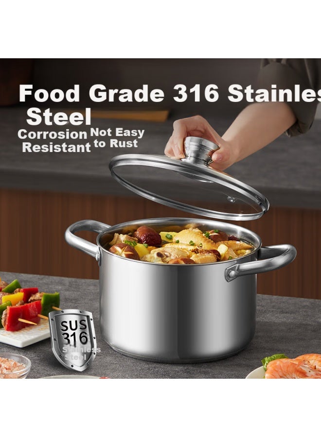 COOKER KING Chuidahuang Soup Pot, 316 Stainless Steel, Thickened Small Milk Pot, For Cooking Noodles, Non-coated, For Stewing And Soup Making, 20cm - Image 1