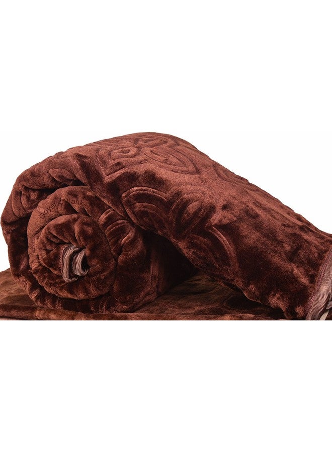 Goyal's Super Soft Mink Single Bed Blanket 500 TC, 63 x 85 Size - Walnut Brown - Image 1
