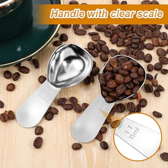 rayihni Coffee Scoop With Short Handle  1 Tablespoon 1 Tbsp  15Ml  116 Cup  15 Cc  12 Oz 2 Pack Stainless Steel Tablespoon Measure Spoon For Coffee Milk Brewing Baking Measure Bean In Canister - Image 5