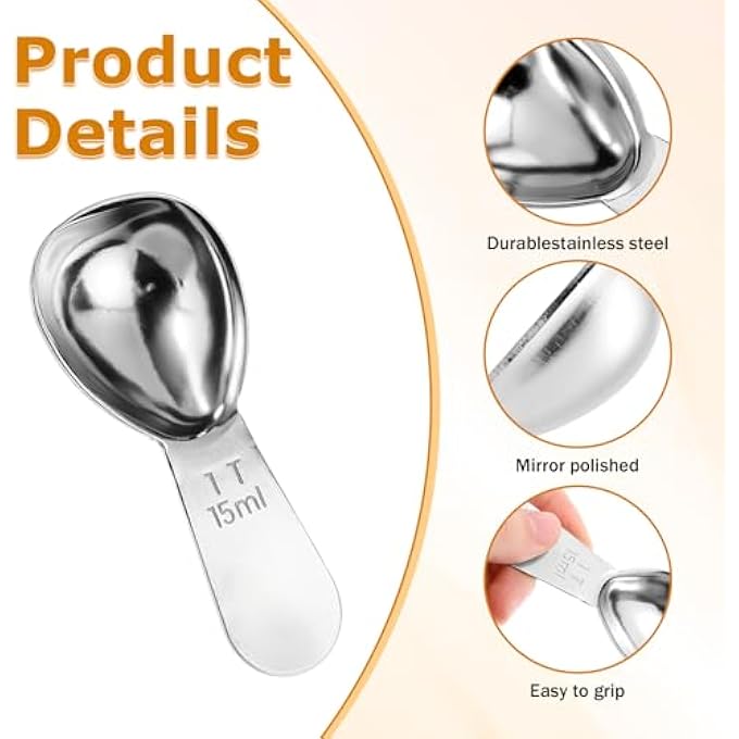 rayihni Coffee Scoop With Short Handle  1 Tablespoon 1 Tbsp  15Ml  116 Cup  15 Cc  12 Oz 2 Pack Stainless Steel Tablespoon Measure Spoon For Coffee Milk Brewing Baking Measure Bean In Canister - Image 4