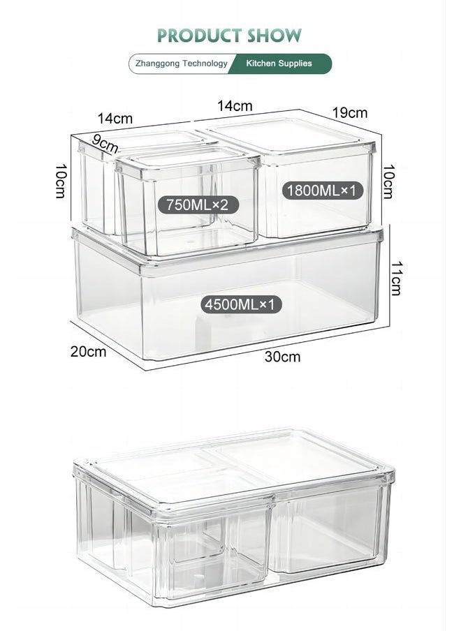 4 Piece Refrigerator Plastic Food Storage Container （BPA Free)