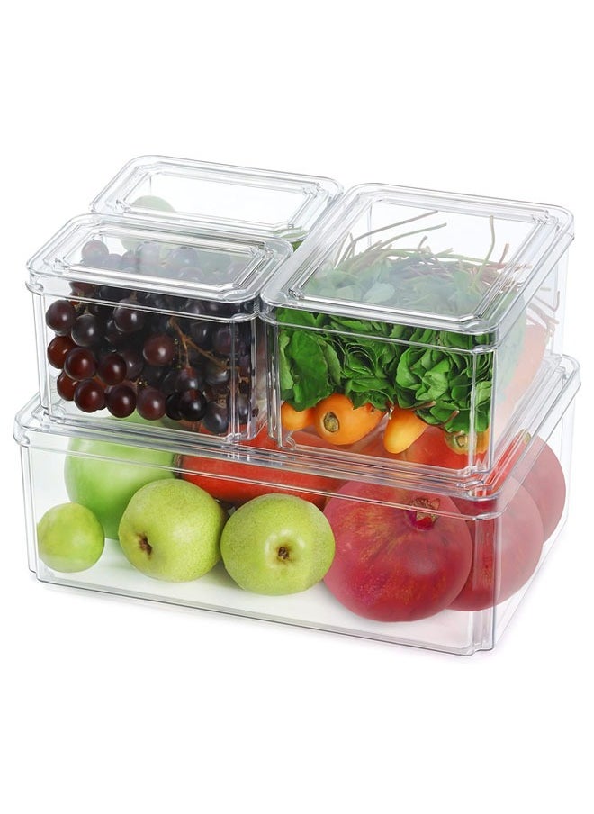 4 Piece Refrigerator Plastic Food Storage Container （BPA Free)