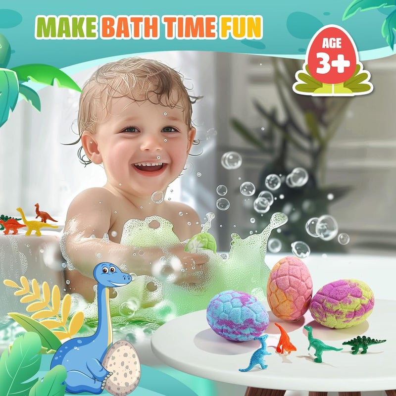 Qivatex Bath Bombs for Kids with Dinosaur Toys Inside, 9 Pack Natural Organic Dinosaur Bath Bombs Bubble Bath Gift Set, Fathers Day Birthday Gifts for Kids - Image 3