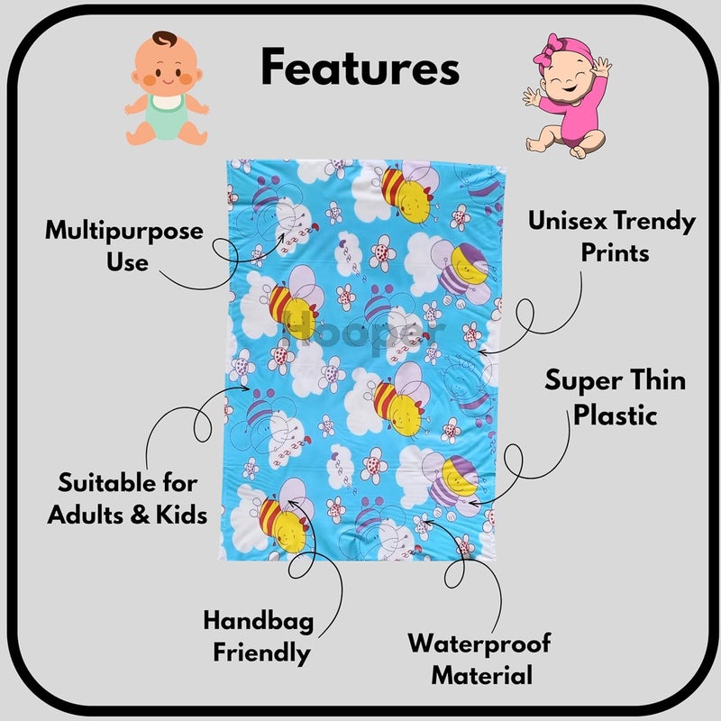 Hooper Water Proof Bed Protector for Baby Urine - Plastic Sheet for Bed Wetting -Thin, Soft, Easy to Fold & Carry, Large Size, 1 Piece, Assorted Trendy Prints, Design 1 - Image 4