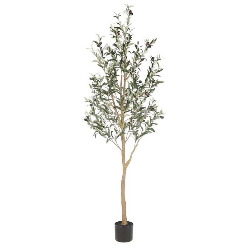 Realead 6ft Artificial Olive Tree, Tall Faux Olive Tree Plants, Fake Potted Olive Silk Tree with Branches and Fruits, Artificial Trees for Modern Home Office Living Room Floor Decor Indoor (72in) - Image 1