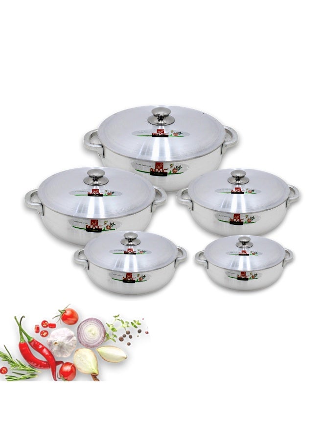 10 PCs Aluminium Cookware Set – Heavy-Gauge Durable Pots with Lids – Fast & Even Heating, Easy Clean & Rust-Resistant Design – Premium Kitchen Cookware for Everyday Cooking - Image 1